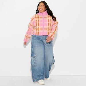 Open Box - Wild Fable - Women's Full Zip Mock Turtleneck Cardigan - Wild F Pink